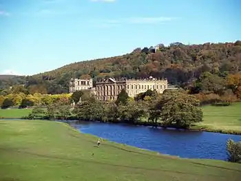 Image 19One of the UK's many stately homes, Chatsworth House in Derbyshire, surrounded by an English garden. The house is one of the settings of Jane Austen's novel Pride and Prejudice. (from Culture of the United Kingdom)