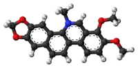 Ball-and-stick model of the chelerythrine molecule