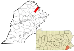 Location in Chester County and the state of Pennsylvania.