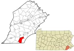 Location in Chester County and the state of Pennsylvania.