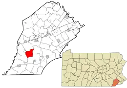 Location in Chester County and the state of Pennsylvania.