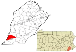 Location in Chester County and the state of Pennsylvania.