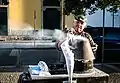 roasted chestnut vendor in Portugal