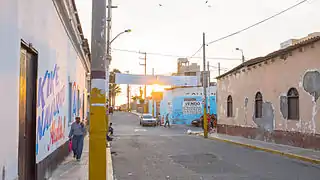 Sun setting over Chiclayo Street, Pimentel.