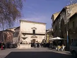 The main square and the church of Santa Maria Assunta in Paganica