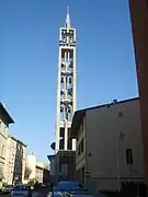 The distinctive structure of the bell tower