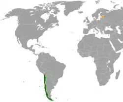 Map indicating locations of Chile and Estonia