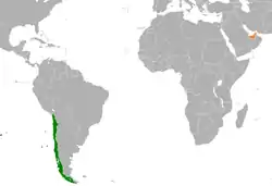 Map indicating locations of Chile and United Arab Emirates