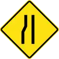 PF-1cRoad narrows ahead on left side