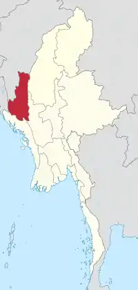 Location of Chin State in Myanmar