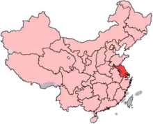 A map of China with Jiangsu province highlighted