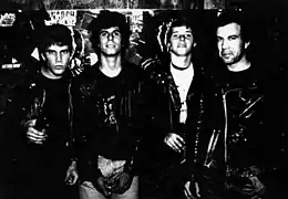 China White in 1981. From left to right: Frank Ruffino, James Rodriguez, Marc Martin, Joey Ruffino.