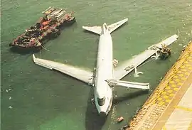 Image 30China Airlines Boeing 747 crash landed and ended up in the harbour. (from History of Hong Kong)