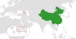 Map indicating locations of China and Georgia