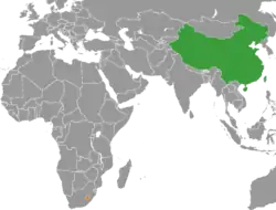 Map indicating locations of China and Lesotho