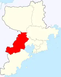 Location of Jiaozhou within Qingdao