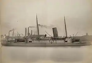 The Chinese cruiser Chaoyong, of the Imperial Chinese Navy.