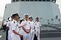 Commander Harry Marsh of USS Stethem aboard Yantai on 28 July 2015.