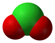 Space-filling model of the chlorite anion