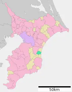 Location of Chōsei in Chiba Prefecture