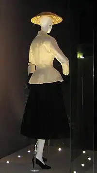 Dior mushroom hat, with "New Look" outfit from 1947 – displayed in Moscow at a 2011 exhibition