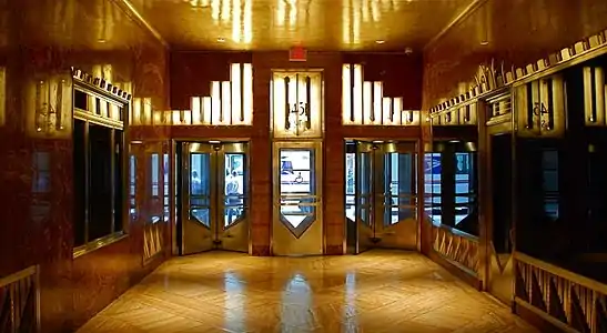 Lobby of the Chrysler Building in New York City, N.Y., by William Van Alen (1930)