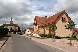 The town hall and church in Cindré