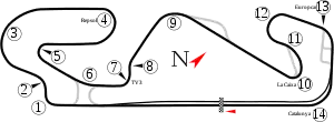 Layout of the Circuit de Barcelona-Catalunya, Spain