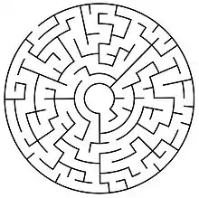 Circular maze type: Find a route to the centre of the maze.