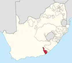 Location of Ciskei (red) within South Africa (yellow)