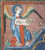 England, c. 1310 AD. Angel holding a citole