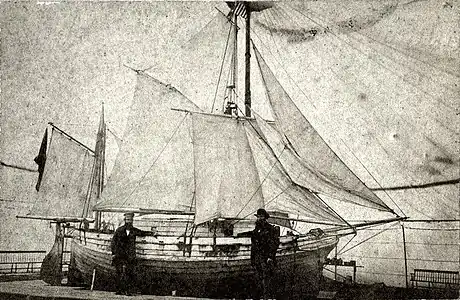 City of Ragusa showing full sail, 1870. The crew are Captain J.C. Buckley and N. Primorac