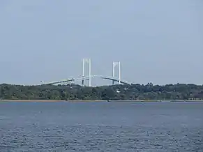 The bridge viewed from across Conanicut Island