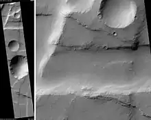 Claritas Rupes, as seen by HiRISE. Click on image to see layers. Scale bar is 1000 meters long.