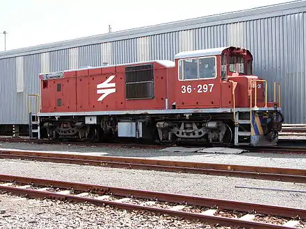 No. 36-297 in Spoornet maroon livery at Beaufort West, 27 March 2013