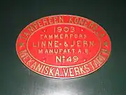 The builder’s plate of Sk3 400  of 1903 at the Finnish Railway Museum