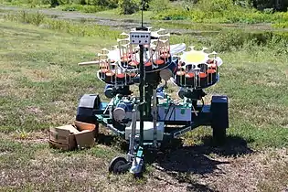 Clay pigeon throwing machine.