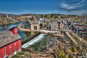 Image 40At 69.6 mi (112.0 km) in length, Raritan River is the longest river entirely within New Jersey, flowing from Raritan Valley near Clinton (above), eastward to Raritan Bay and the Atlantic Ocean. (from New Jersey)