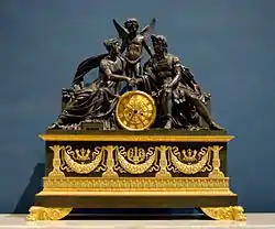 Clock with Mars and Venus; by Pierre-Philippe Thomire; circa 1810; gilded bronze and patina; height: 90 cm; Louvre