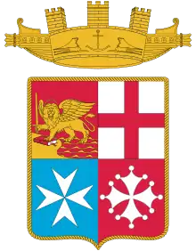 A naval crown in the coat of arms of the Italian Navy