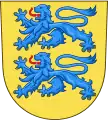 In Danish heraldry, the Schleswig lions normally appear with red tongues and golden claws.