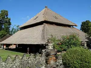 Bale wantilan, a cock-fighting pavilion, an integral part of a temple.