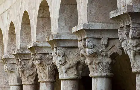 Capitals of columns in the cloister of the Abbey of Saint-Michel-de-Cuxa