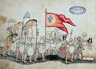 Codex Azcatitlan, page depicting Spanish conquerors, with Hernán Cortés and Malinche