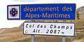 Signpost at the summit of the Col des Champs as of 2013