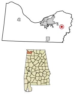 Location of Leighton in Colbert County, Alabama.