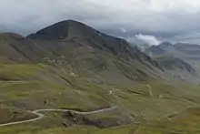 Mountain with road winding to its top