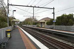 Northbound view from Collingwood platform 2 facing towards platform 1