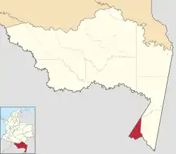 Location of the municipality and town of Puerto Nariño in the Amazonas Department of Colombia