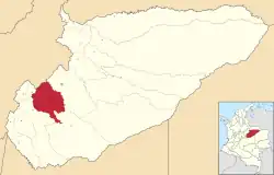 Location of the municipality and town of Aguazul in the Casanare Department of Colombia